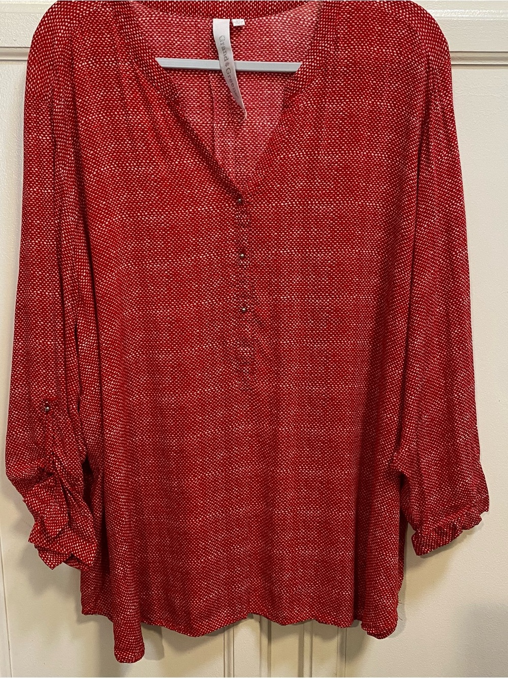 grand & greene Red Dot-Print V-Neck Tunic